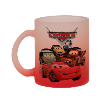 Αυτοκίνητα, Κούπα γυάλινη δίχρωμη με βάση το κόκκινο ματ, 330ml