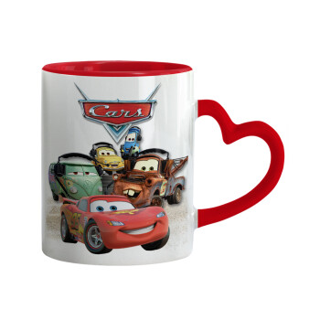 Αυτοκίνητα, Mug heart red handle, ceramic, 330ml