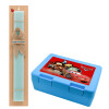 Easter Set, children's snack container BLUE & Easter aromatic flat candle (30cm) (TURQUOISE)