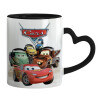 Mug heart black handle, ceramic, 330ml