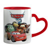Mug heart red handle, ceramic, 330ml