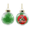 Transparent Christmas tree ball ornament with green filling 8cm
