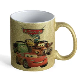 Αυτοκίνητα, Κούπα Χρυσή Glitter που γυαλίζει, κεραμική, 330ml