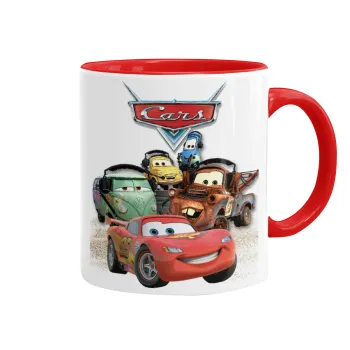 Αυτοκίνητα, Κούπα χρωματιστή κόκκινη, κεραμική, 330ml