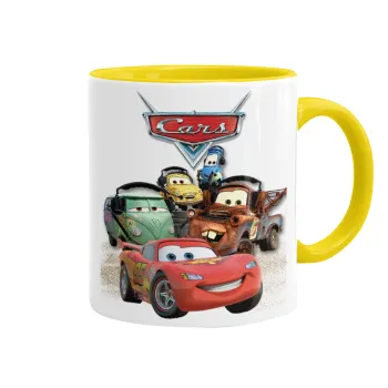 Αυτοκίνητα, Κούπα χρωματιστή κίτρινη, κεραμική, 330ml