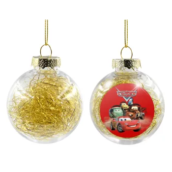 Αυτοκίνητα, Transparent Christmas tree ball ornament with gold filling 8cm