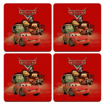 Αυτοκίνητα, ΣΕΤ x4 Σουβέρ ξύλινα τετράγωνα plywood (9cm)