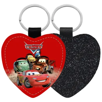 Αυτοκίνητα, Μπρελόκ PU δερμάτινο glitter καρδιά ΜΑΥΡΟ