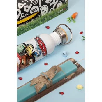 Αυτοκίνητα, Πασχαλινή Λαμπάδα με παγούρι μεταλλικό (620ml, stainless steel) & κερί αρωματικό πλακέ (30cm) (ΤΙΡΚΟΥΑΖ)