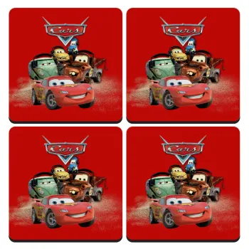 Αυτοκίνητα, ΣΕΤ 4 Σουβέρ ξύλινα τετράγωνα (9cm)