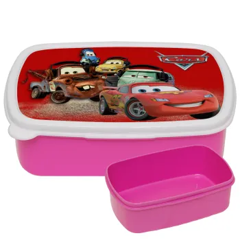 Αυτοκίνητα, ΡΟΖ παιδικό δοχείο φαγητού (lunchbox) πλαστικό (BPA-FREE) Lunch Βox M18 x Π13 x Υ6cm