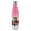 Metal mug thermos Pink/White (Stainless steel), double wall, 500ml