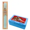 Easter Set, children's snack container BLUE & Easter aromatic flat candle (30cm) (TURQUOISE)