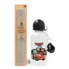 Easter Set, metallic aluminum water bottle (500ml) & aromatic flat Easter candle (30cm) (GRAY)