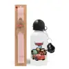 Easter Set, metallic aluminum bottle (500ml) & aromatic flat Easter candle (30cm) (PINK)