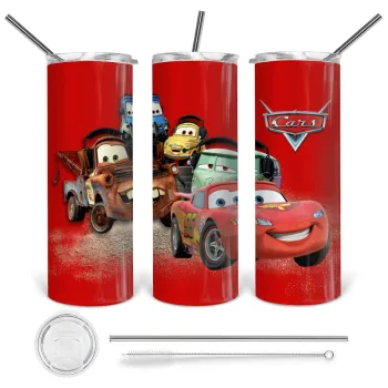 Αυτοκίνητα, Tumbler stainless steel 600ml, with metal straw & cleaning brush