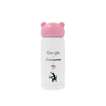 Google + Stack overflow + Coffee, Pink stainless steel thermal flask, 320ml