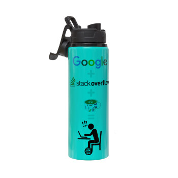 Google + Stack overflow + Coffee, Metallic water bottle with safety lid, 850ml aluminum