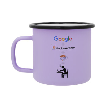 Google + Stack overflow + Coffee, Κούπα Μεταλλική εμαγιέ ΜΑΤ Light Pastel Purple 360ml