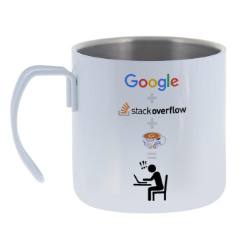Google + Stack overflow + Coffee, Κούπα Ανοξείδωτη διπλού τοιχώματος 400ml