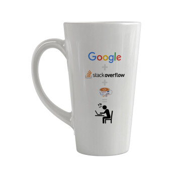 Google + Stack overflow + Coffee, Κούπα Latte Μεγάλη, κεραμική, 450ml