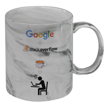 Google + Stack overflow + Coffee, Κούπα κεραμική, marble style (μάρμαρο), 330ml
