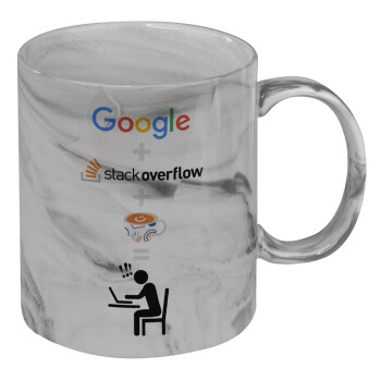 Google + Stack overflow + Coffee, Mug ceramic marble style, 330ml