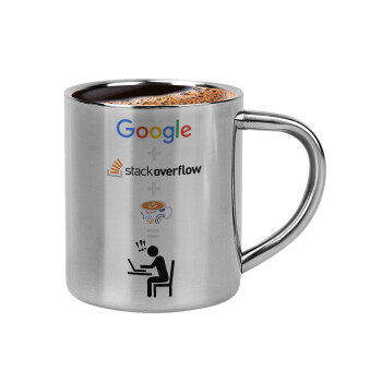 Google + Stack overflow + Coffee, Κουπάκι μεταλλικό διπλού τοιχώματος για espresso (220ml)