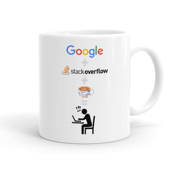 Google + Stack overflow + Coffee, Ceramic coffee mug, 330ml (1pcs)