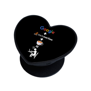 Google + Stack overflow + Coffee, Phone Holders Stand  καρδιά Μαύρο Βάση Στήριξης Κινητού στο Χέρι