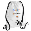 Backpack pouch GYMBAG white, with pocket (40x48cm) & thick cords