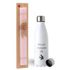 Easter Set, metallic stainless steel water bottle (750ml) & scented flat Easter candle (30cm) (PINK)
