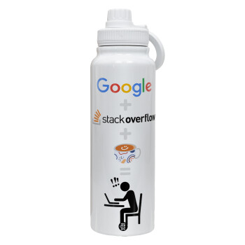 Google + Stack overflow + Coffee, Θερμός 1L Ανοξείδωτο με Βάση Κινητού & Διπλά Τοιχώματα