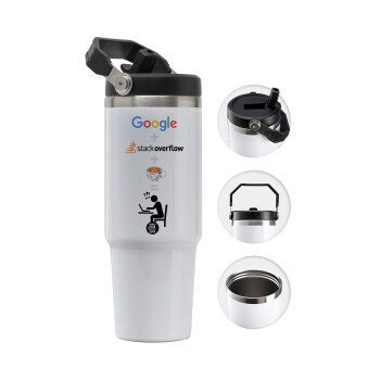 Google + Stack overflow + Coffee, 30oz stainless Steel Tumbler with Handle