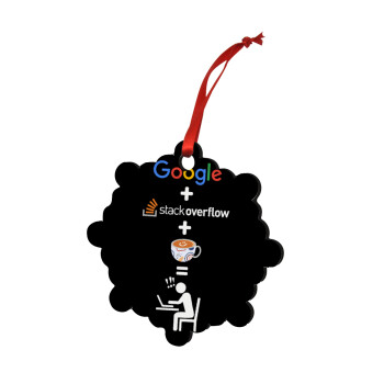 Google + Stack overflow + Coffee, Christmas ornament snowflake wooden 7.5cm