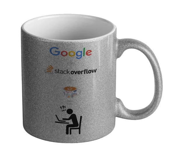 Google + Stack overflow + Coffee — Glitter Ασημένια