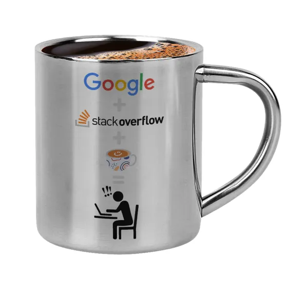 Google + Stack overflow + Coffee — Κουπάκι μεταλλικό διπλού τοιχώματος για espresso (220ml)