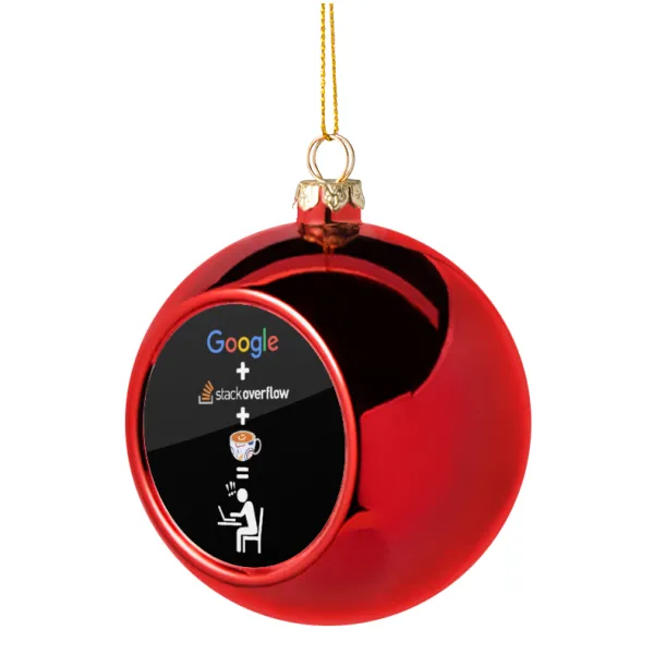 Google + Stack overflow + Coffee — Christmas tree ball Red 8cm