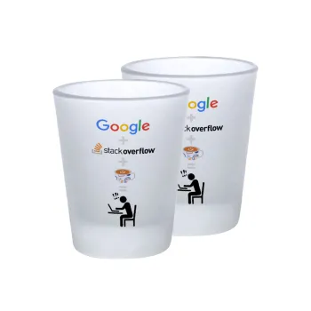 Google + Stack overflow + Coffee, Σφηνοπότηρα γυάλινα 45ml του πάγου (2 τεμάχια)