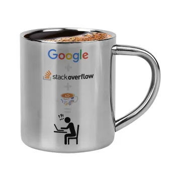 Google + Stack overflow + Coffee, Κουπάκι μεταλλικό διπλού τοιχώματος για espresso (220ml)
