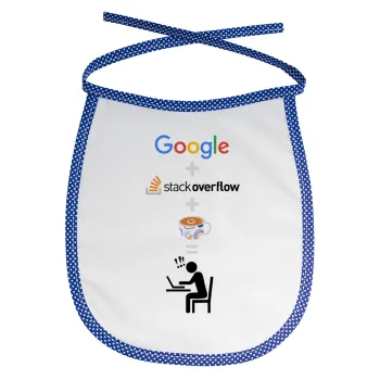 Google + Stack overflow + Coffee, Σαλιάρα μωρού αλέκιαστη με κορδόνι Μπλε