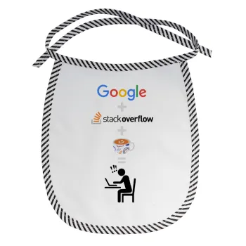 Google + Stack overflow + Coffee, Σαλιάρα μωρού αλέκιαστη με κορδόνι Μαύρη