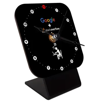 Google + Stack overflow + Coffee, Quartz Wooden table clock with hands (10cm)