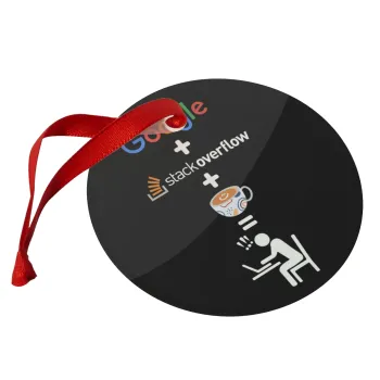 Google + Stack overflow + Coffee, Christmas ornament glass 9cm