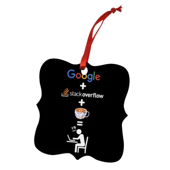 Google + Stack overflow + Coffee, Christmas ornament polygon wooden 7.5cm