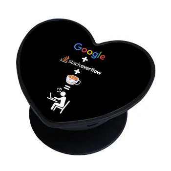 Google + Stack overflow + Coffee, Phone Holders Stand  καρδιά Μαύρο Βάση Στήριξης Κινητού στο Χέρι