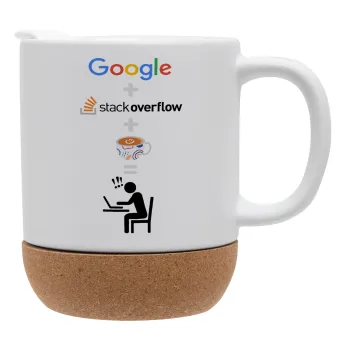 Google + Stack overflow + Coffee, Ceramic coffee mug Cork (MAT), 330ml