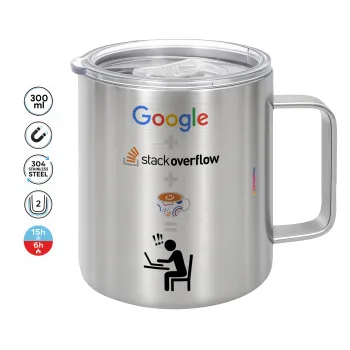 Google + Stack overflow + Coffee, Mug Stainless steel double wall 300ml