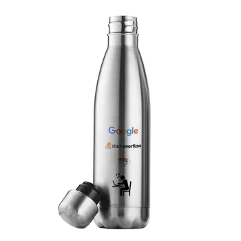 Google + Stack overflow + Coffee, Inox (Stainless steel) double-walled metal mug, 500ml