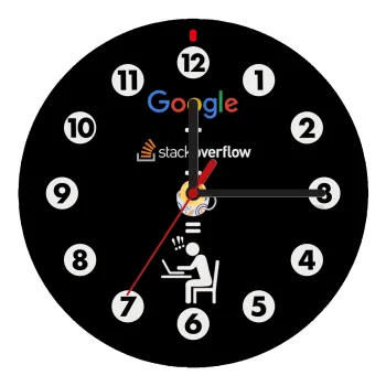 Google + Stack overflow + Coffee, Ρολόι τοίχου ξύλινο (20cm)